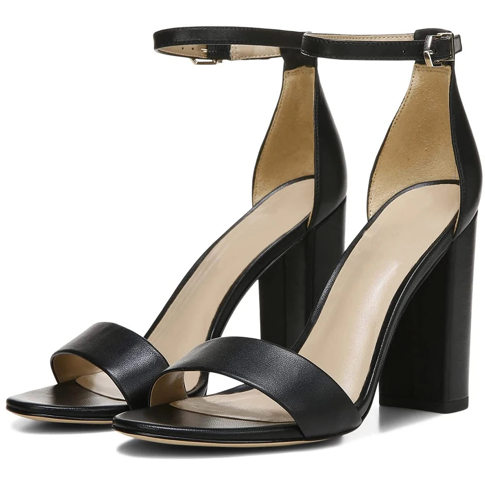 Elegant Faux Suede Chunky Heel Buckle Strap High Heels Wedding Shoes Party Women Sandals