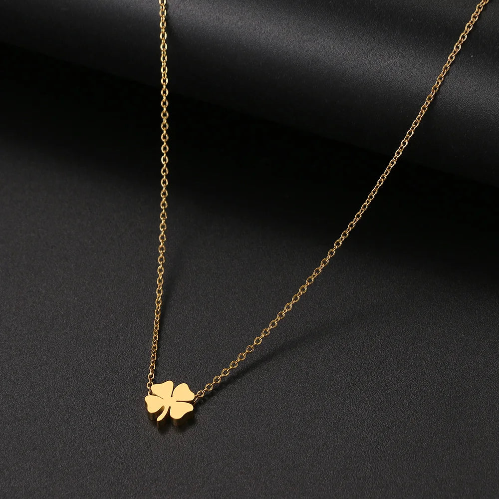 Stainless Steel Necklaces Four Leaf Clover Fashion Classic Style Men Chain Necklace For Women Jewelry Collar Pendant Gifts NEW