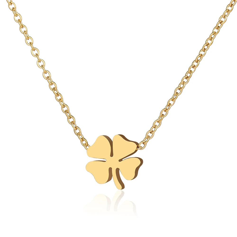Stainless Steel Necklaces Four Leaf Clover Fashion Classic Style Men Chain Necklace For Women Jewelry Collar Pendant Gifts NEW