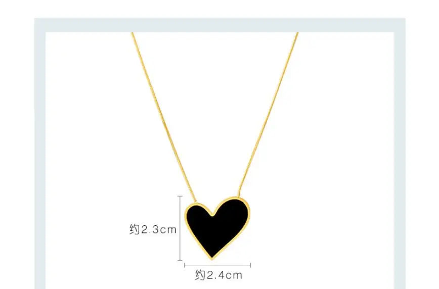 316L Stainless Steel Sweet Black Heart Pendant Necklaces Clavicle Chain For Women Fashion Fine Jewelry Party Gifts SAN1035