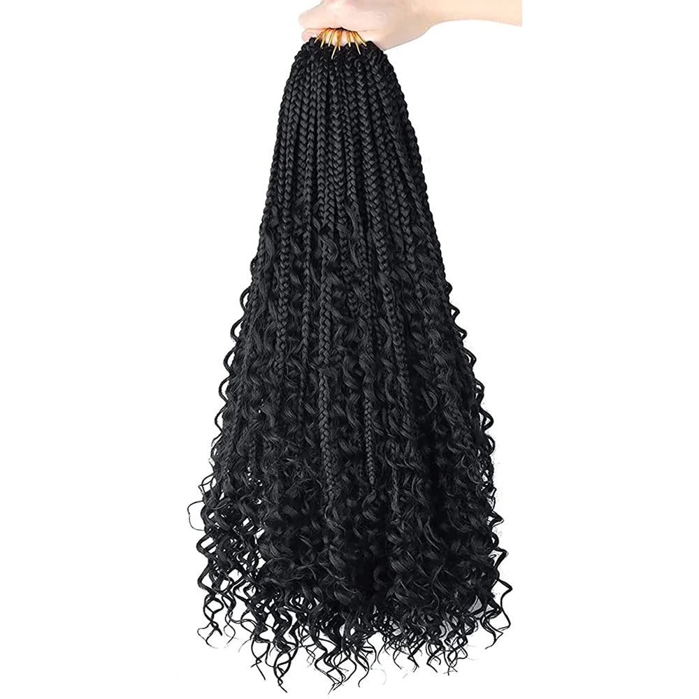 Crochet Box Braids With Curly Ends Ombre Brown Box Braid Crochet Hair Extension Messy Box Braids Synthetic Hair