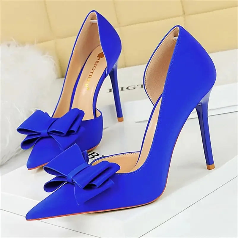 Silk Fabric New Trendy 10CM Metal Ankle Lace up Strappy Sandal Royal Blue Heels for Women 2025