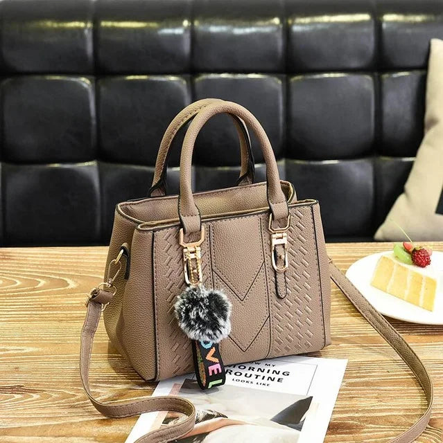 Yogodlns brand high quality thread hairball strap ladies totes shopping work flap women messenger shoulder crossbody handbag