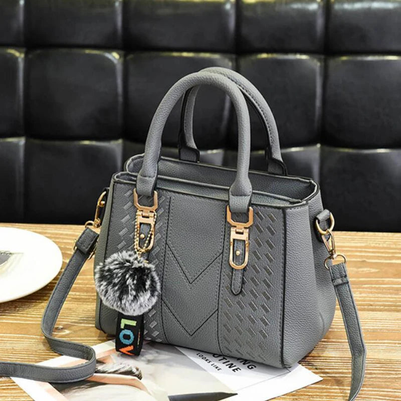 Yogodlns brand high quality thread hairball strap ladies totes shopping work flap women messenger shoulder crossbody handbag