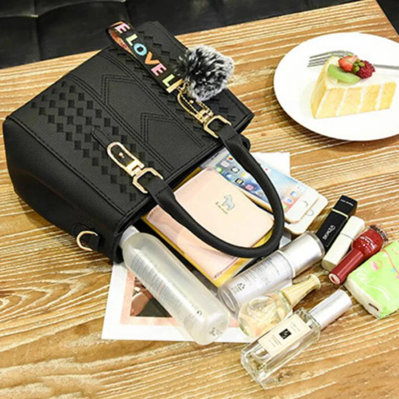 Yogodlns brand high quality thread hairball strap ladies totes shopping work flap women messenger shoulder crossbody handbag
