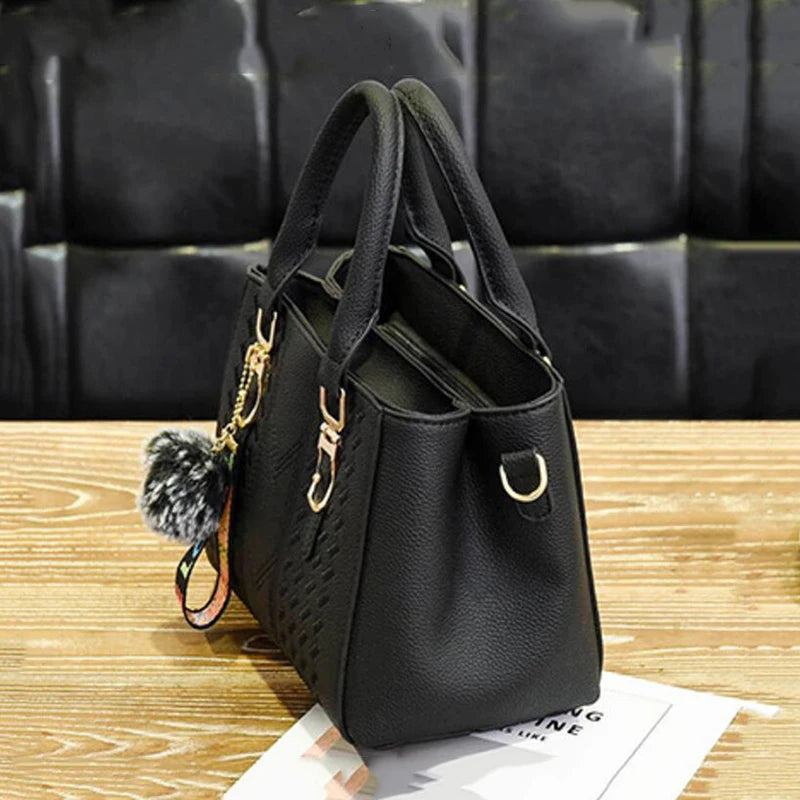 Yogodlns brand high quality thread hairball strap ladies totes shopping work flap women messenger shoulder crossbody handbag