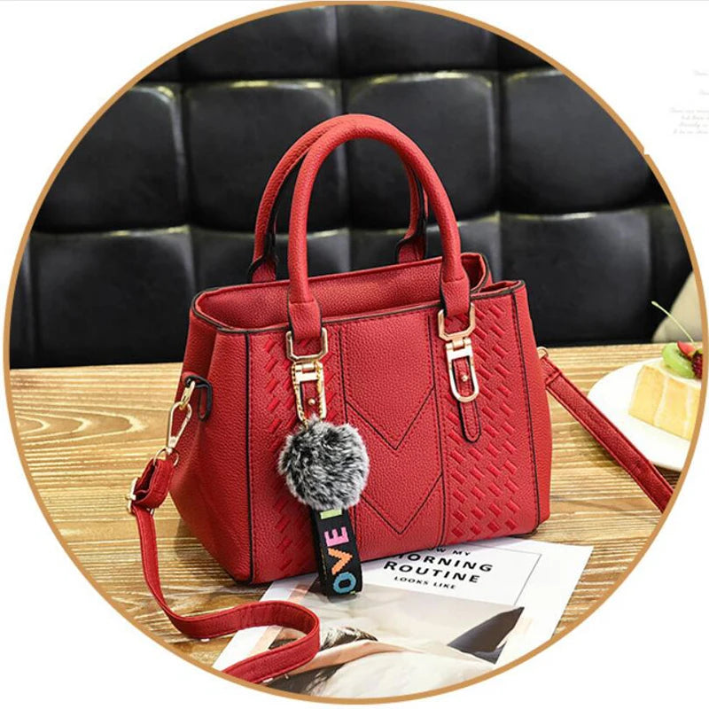 Yogodlns brand high quality thread hairball strap ladies totes shopping work flap women messenger shoulder crossbody handbag