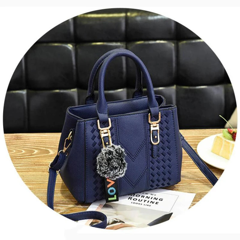 Yogodlns brand high quality thread hairball strap ladies totes shopping work flap women messenger shoulder crossbody handbag