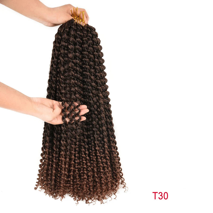 Cabelo 14 18 22 Polegada 22 Raízes ombre onda de água crochê cabelo longo boêmio trança sintética extensões de cabelo