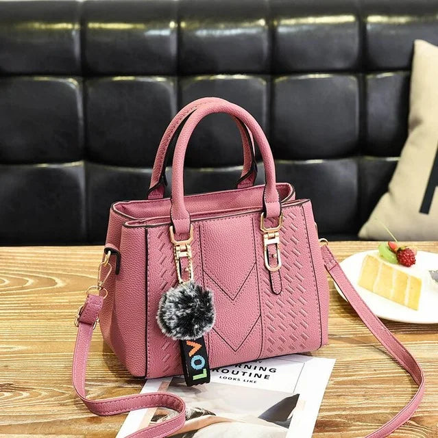 Yogodlns brand high quality thread hairball strap ladies totes shopping work flap women messenger shoulder crossbody handbag