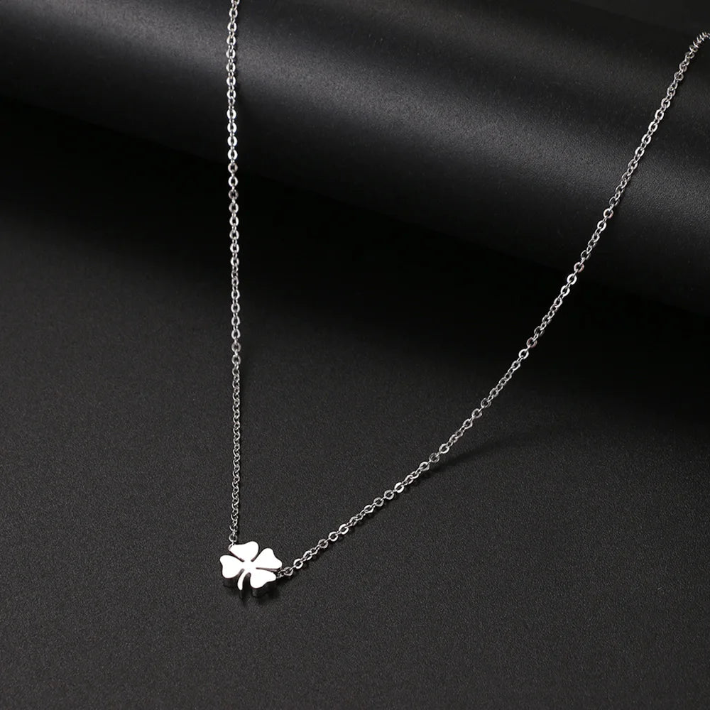 Stainless Steel Necklaces Four Leaf Clover Fashion Classic Style Men Chain Necklace For Women Jewelry Collar Pendant Gifts NEW