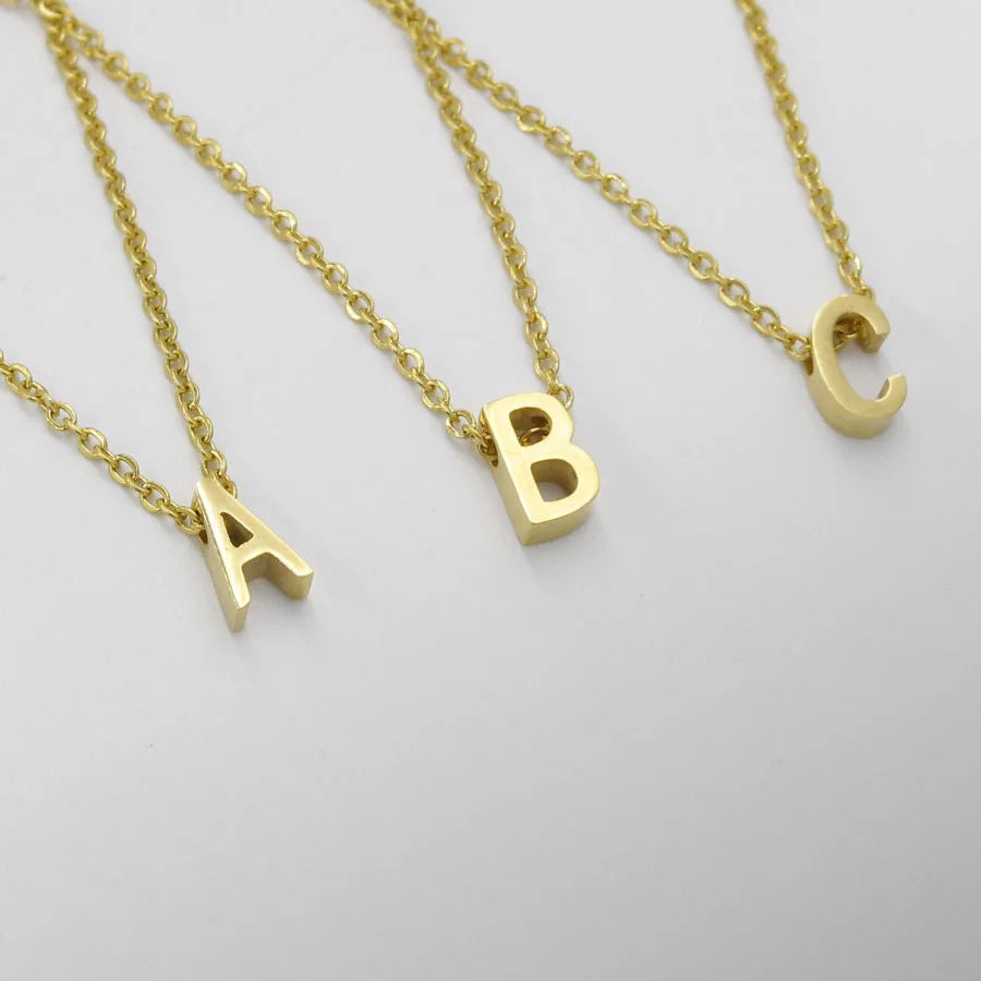 stainless steel Initial Necklace Gold Color Cut Letters Single Name Choker Necklace For Women Pendant Jewelry Gift dropshipping