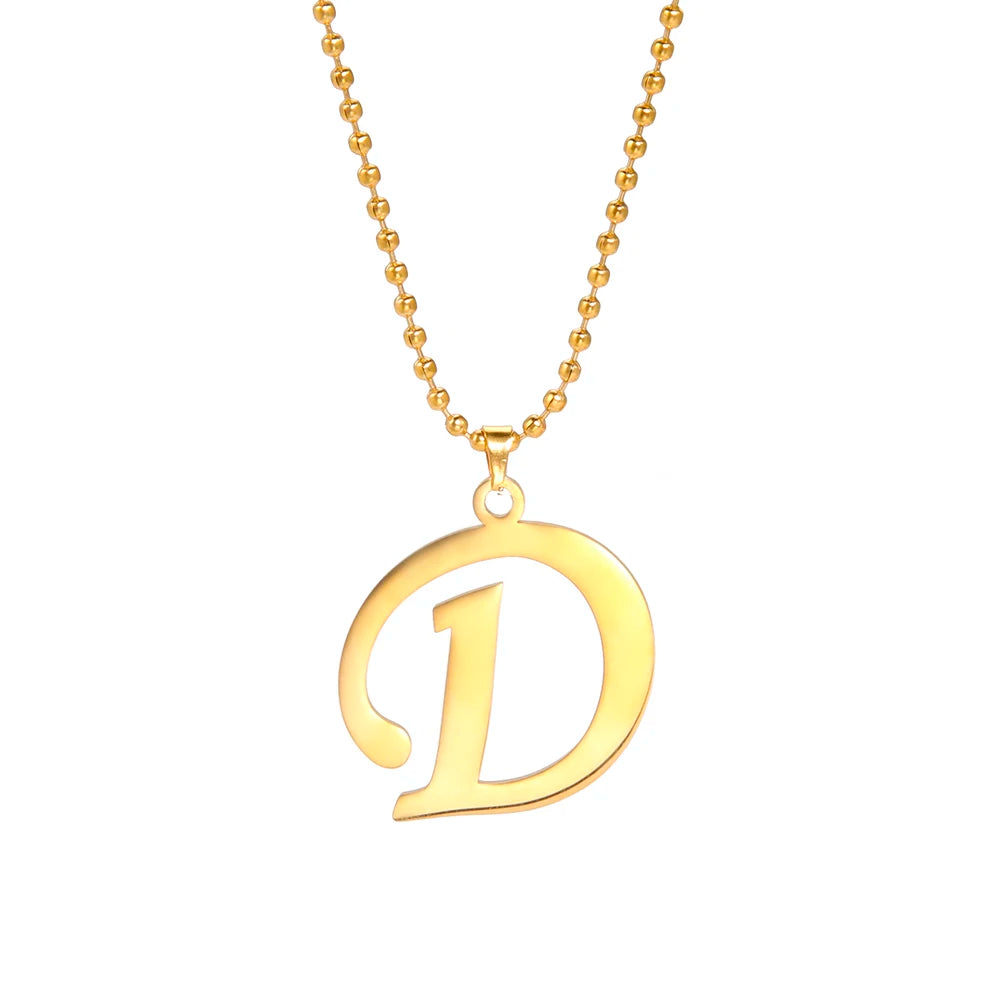 Amaxer Stainless Steel Necklace A To Z 26 Letters Initial Minimalist Necklaces For Women Big Alphabet Pendant Gifts Jewelry