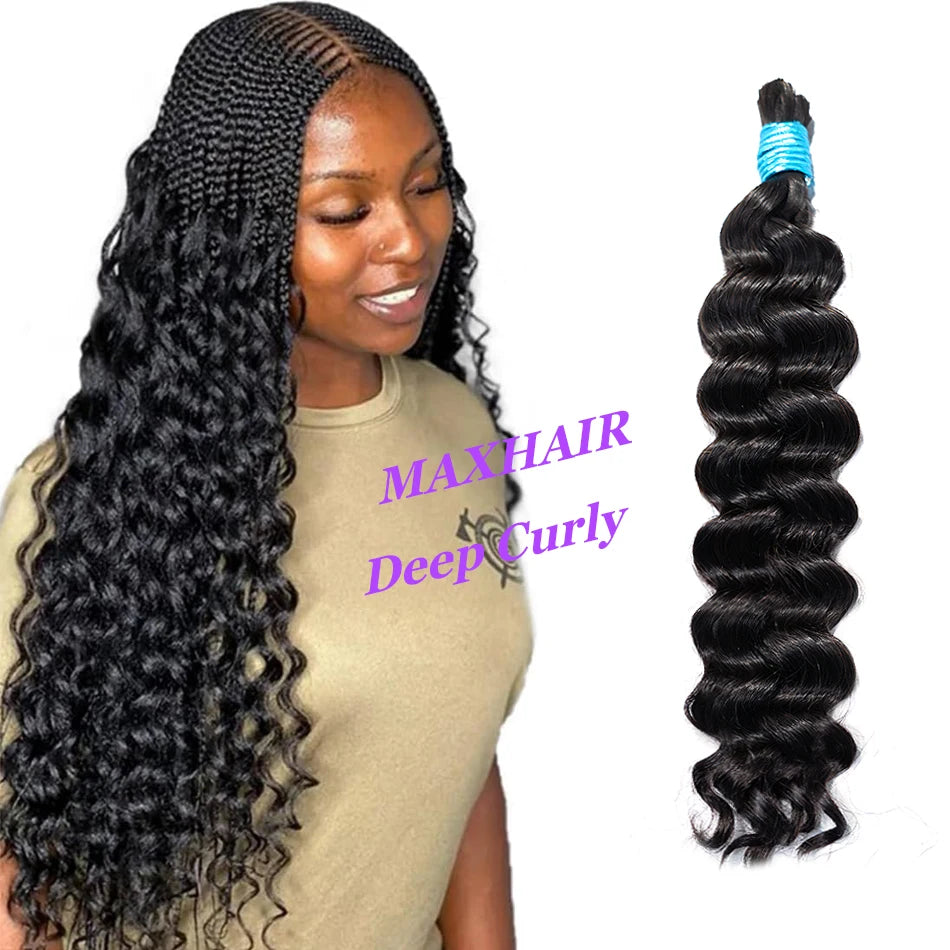 Human Hair Bulk Extension No Weft Virgin Human Hair Bulk 100% Unprocessed Deep Curly Straight Wave Hair Weaving For Braiding