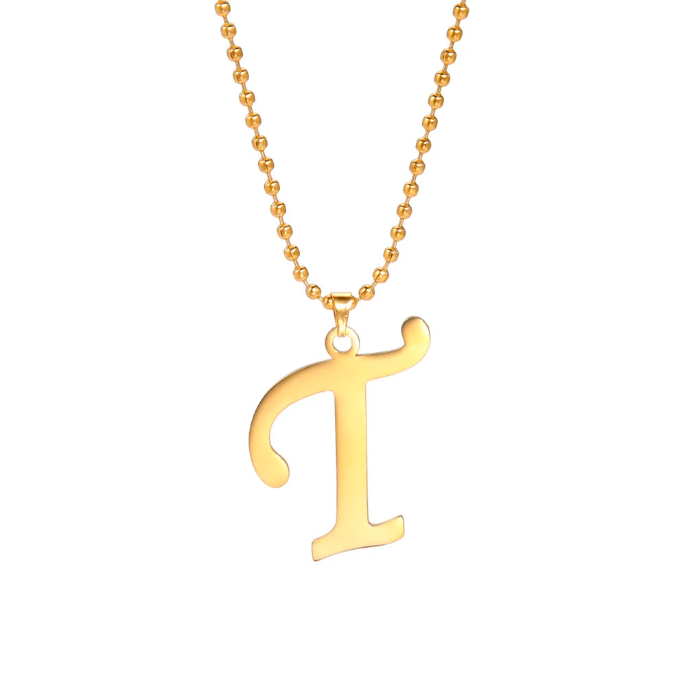 Amaxer Stainless Steel Necklace A To Z 26 Letters Initial Minimalist Necklaces For Women Big Alphabet Pendant Gifts Jewelry
