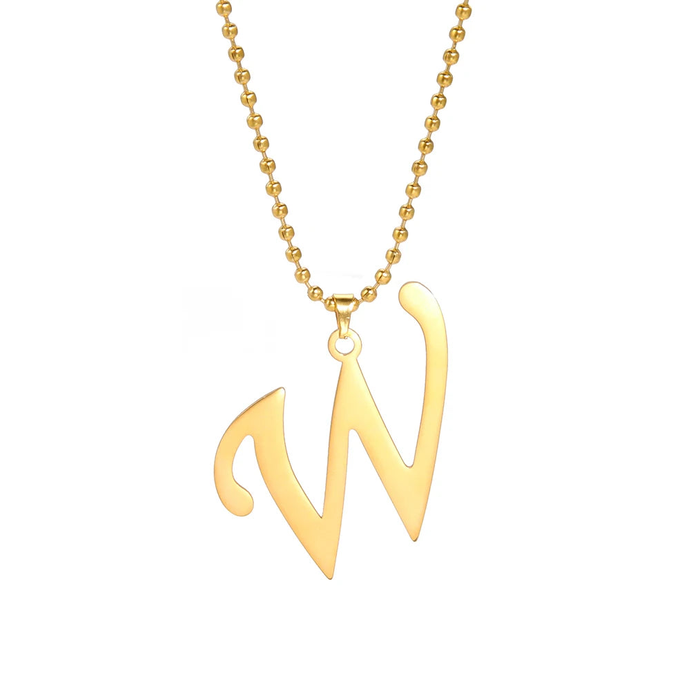 Amaxer Stainless Steel Necklace A To Z 26 Letters Initial Minimalist Necklaces For Women Big Alphabet Pendant Gifts Jewelry