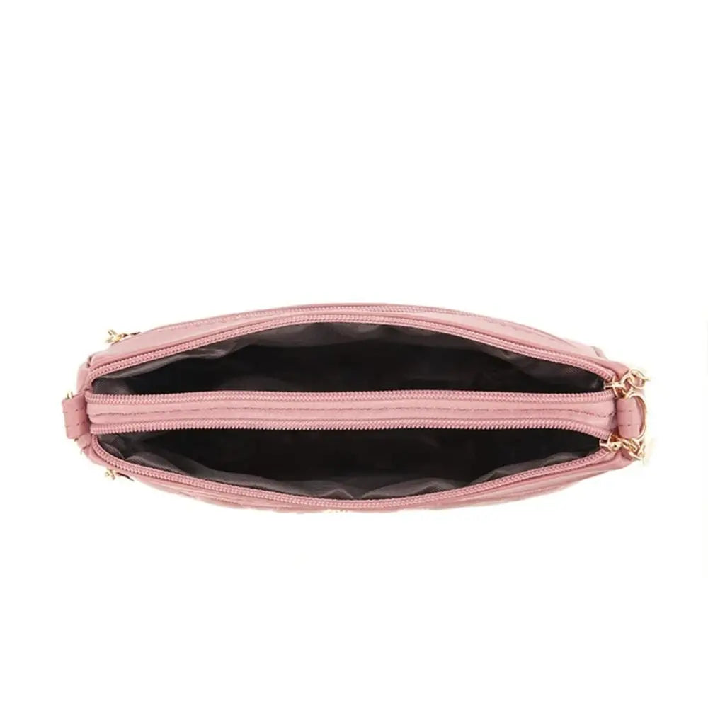 Fashion PU Leather Zipper New Fashion Shoulder Bag Crossbody Bags Women Embroidery Thread Small Purse and Handbags Ladies Bag