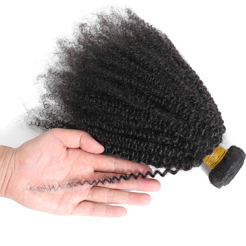 Pacotes de cabelo humano afro indiano cru, cacheado, crespo, 4B e 4C, natural, virgem, cacheado, 100% cabelo humano macio, trama de extensão capilar