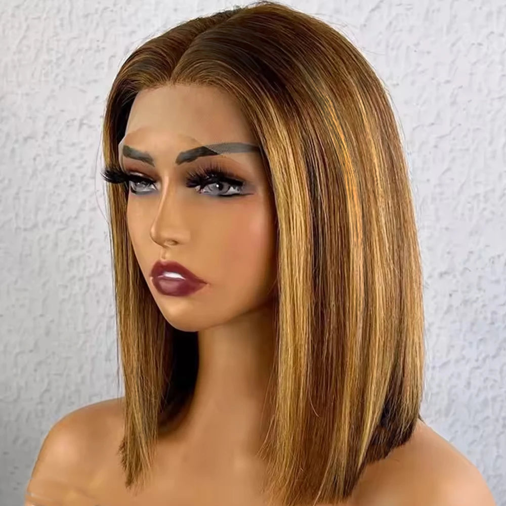 Straight Short Bob Wigs Human Hair 13x4 HD Lace Frontal Human Hair Wigs Glueless Bob wig 4x4 Lace Closure Wigs For Women 180%