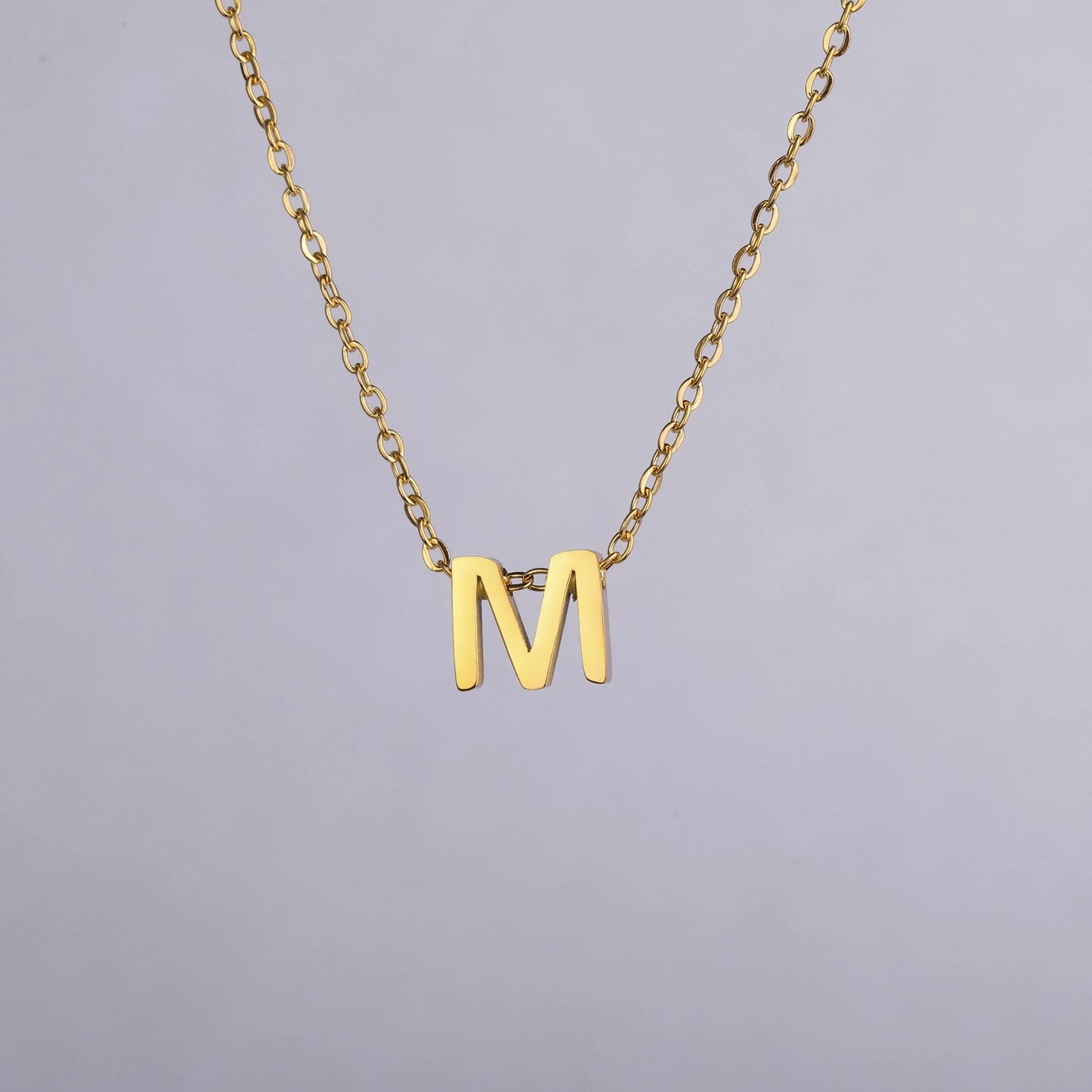 Colares com nome inicial da família Unift, pingente de letra do alfabeto M, corrente de pescoço feminina em aço inoxidável, gargantilha, joia minimalista da moda