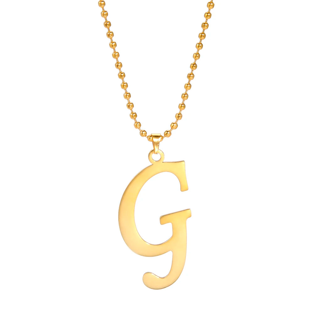 Amaxer Stainless Steel Necklace A To Z 26 Letters Initial Minimalist Necklaces For Women Big Alphabet Pendant Gifts Jewelry