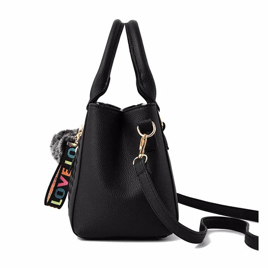 1PCS handbag Embroidery Messenger Bags Women Leather Handbags Bags for Women Sac a Main Ladies hair ball Hand Bag