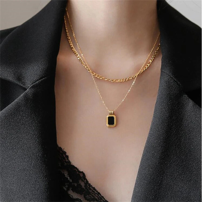 316L Stainless Steel 15 Multiple Different Styles Geometry Pendant Charm Chain Necklaces For Women Fashion Fine Jewelry Gifts