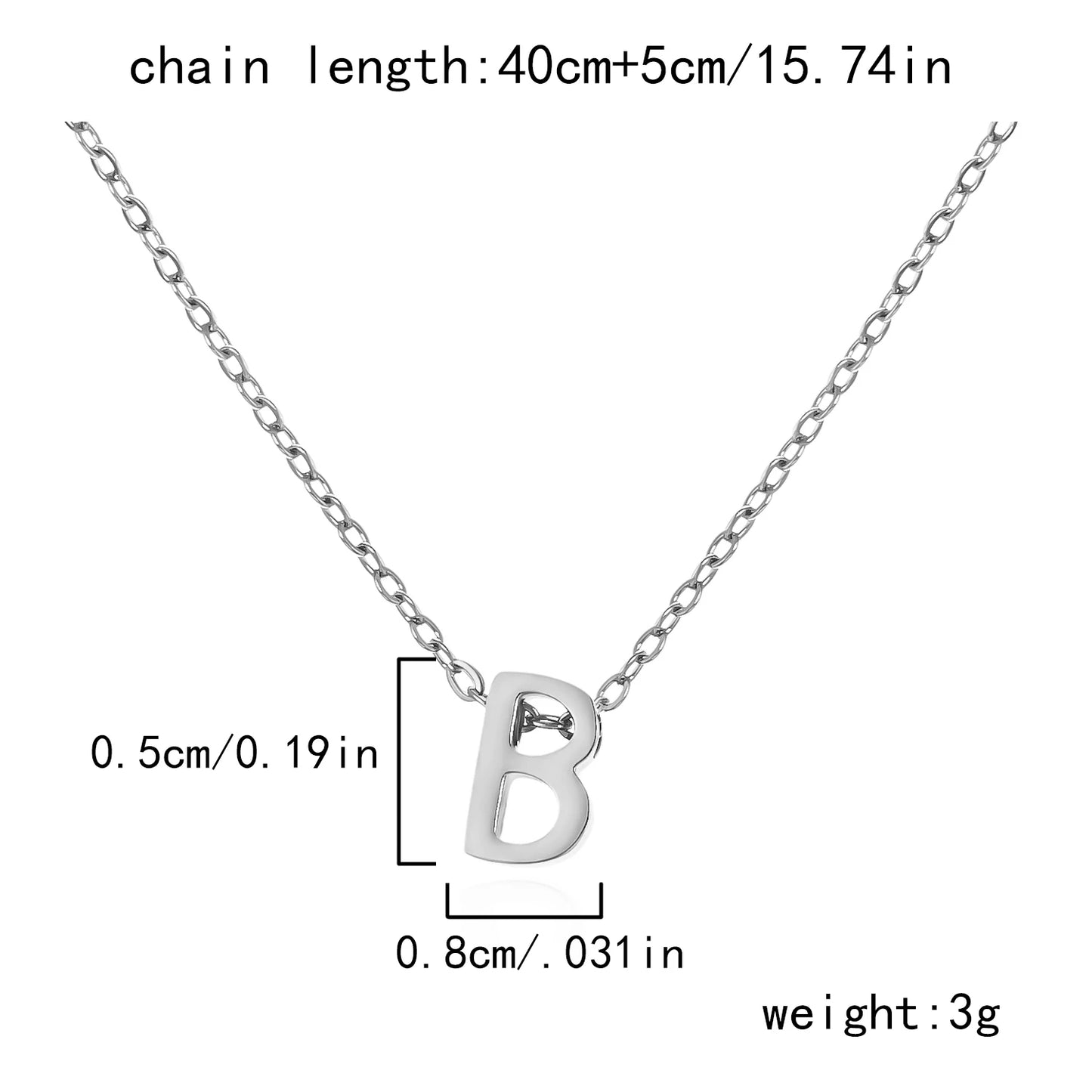 Fashion A-Z 26 Letters Pendant Initial Necklace for Women Girls Punk Single Name Choker Stainless Steel Neck Chain Jewelry Gifts