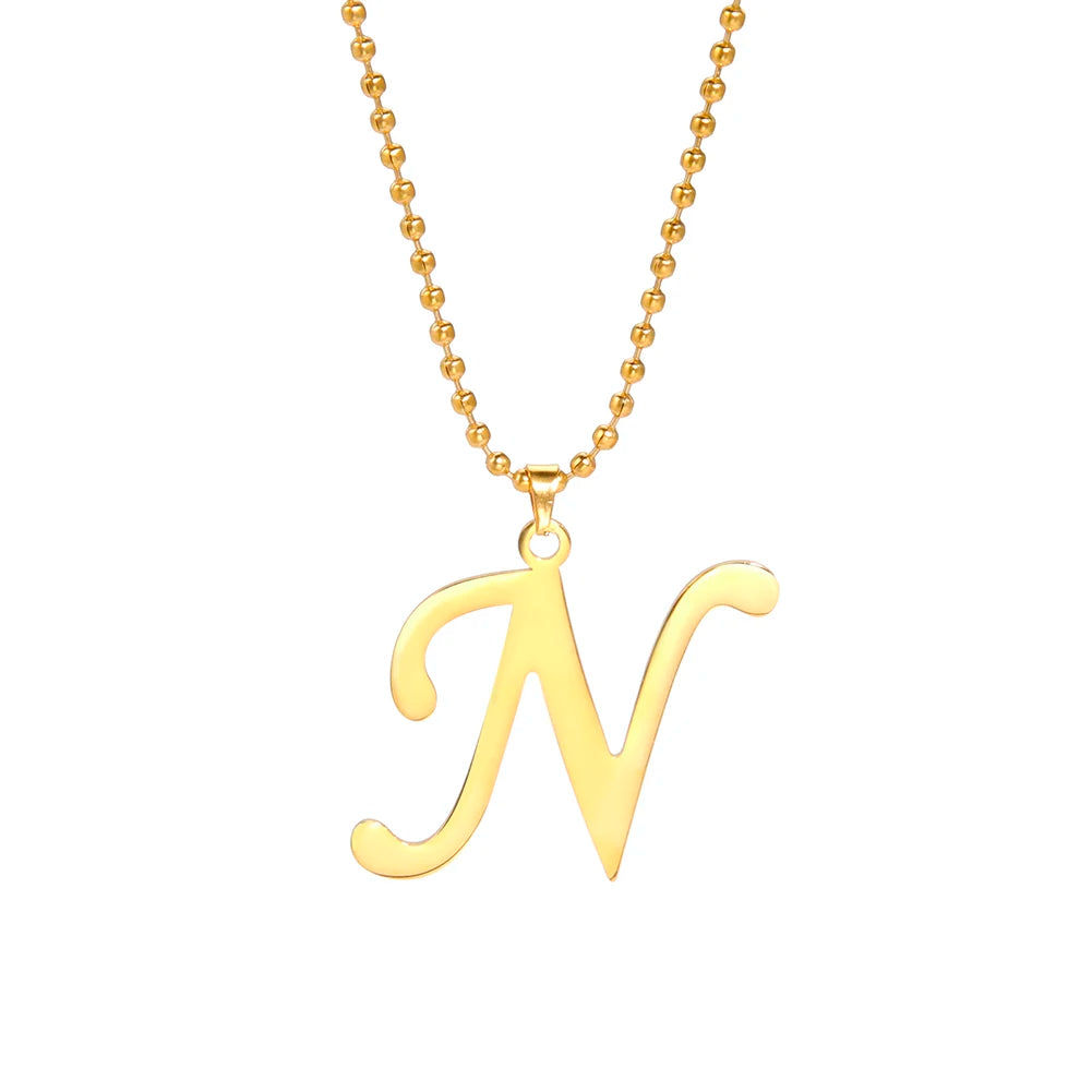 Amaxer Stainless Steel Necklace A To Z 26 Letters Initial Minimalist Necklaces For Women Big Alphabet Pendant Gifts Jewelry