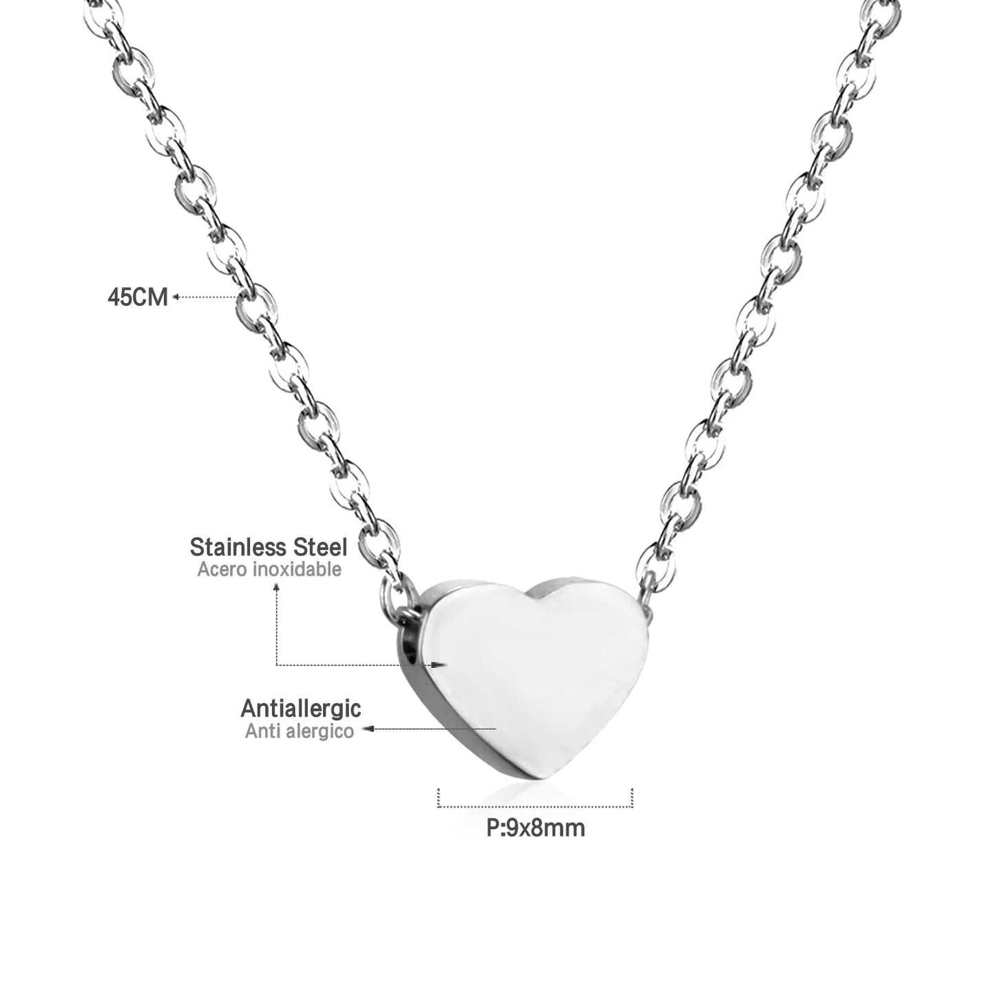 LUXUSTEEL New Stainless Steel Heart Pendant Necklace for Women Girls Temperament CZ Crystal Charm Choker Fashion Jewelry Gifts