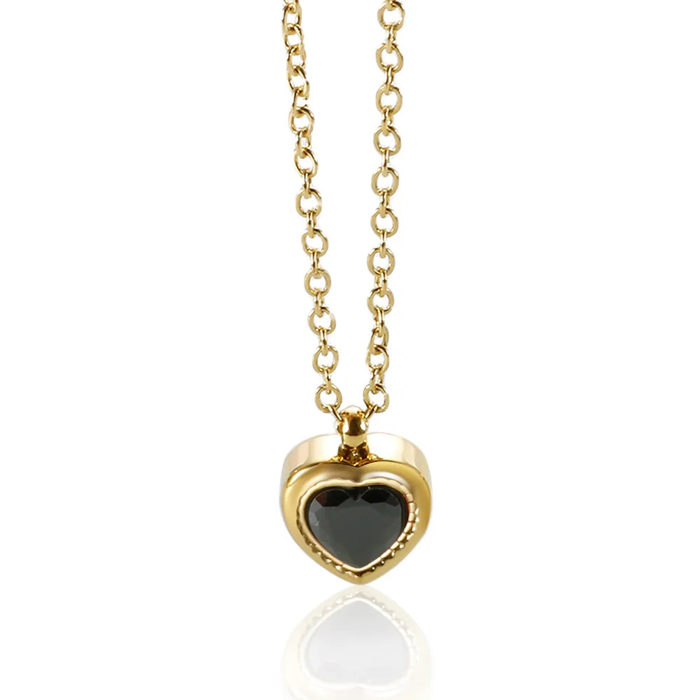 New Ins Simple Green Heart Pendant Love Necklace Beads Chain Titanium Steel Rice Necklace for Women Girls Trendy Party Jewelry