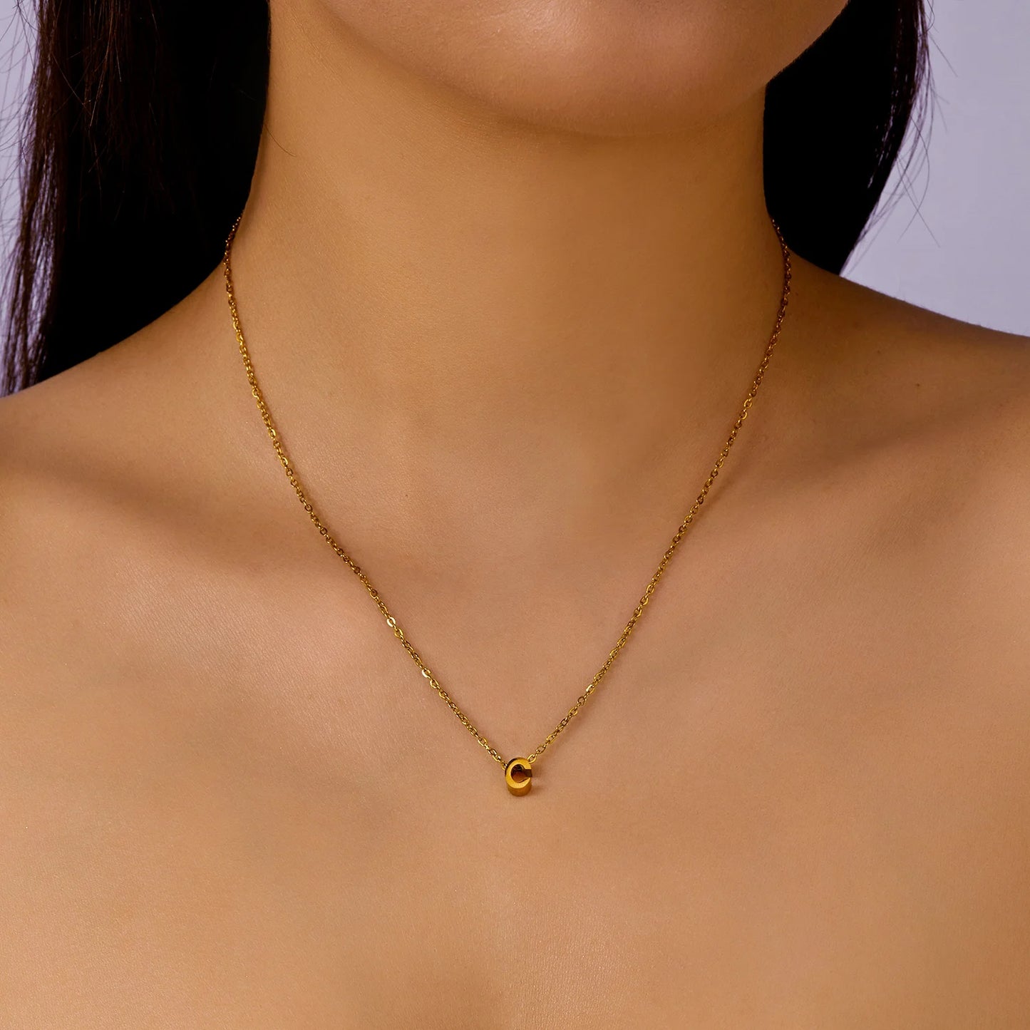 Fashion A-Z 26 Letters Pendant Initial Necklace for Women Girls Punk Single Name Choker Stainless Steel Neck Chain Jewelry Gifts