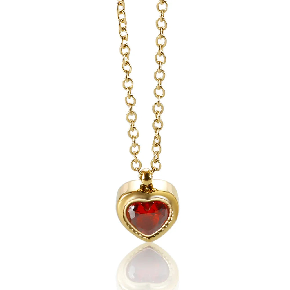 New Ins Simple Green Heart Pendant Love Necklace Beads Chain Titanium Steel Rice Necklace for Women Girls Trendy Party Jewelry