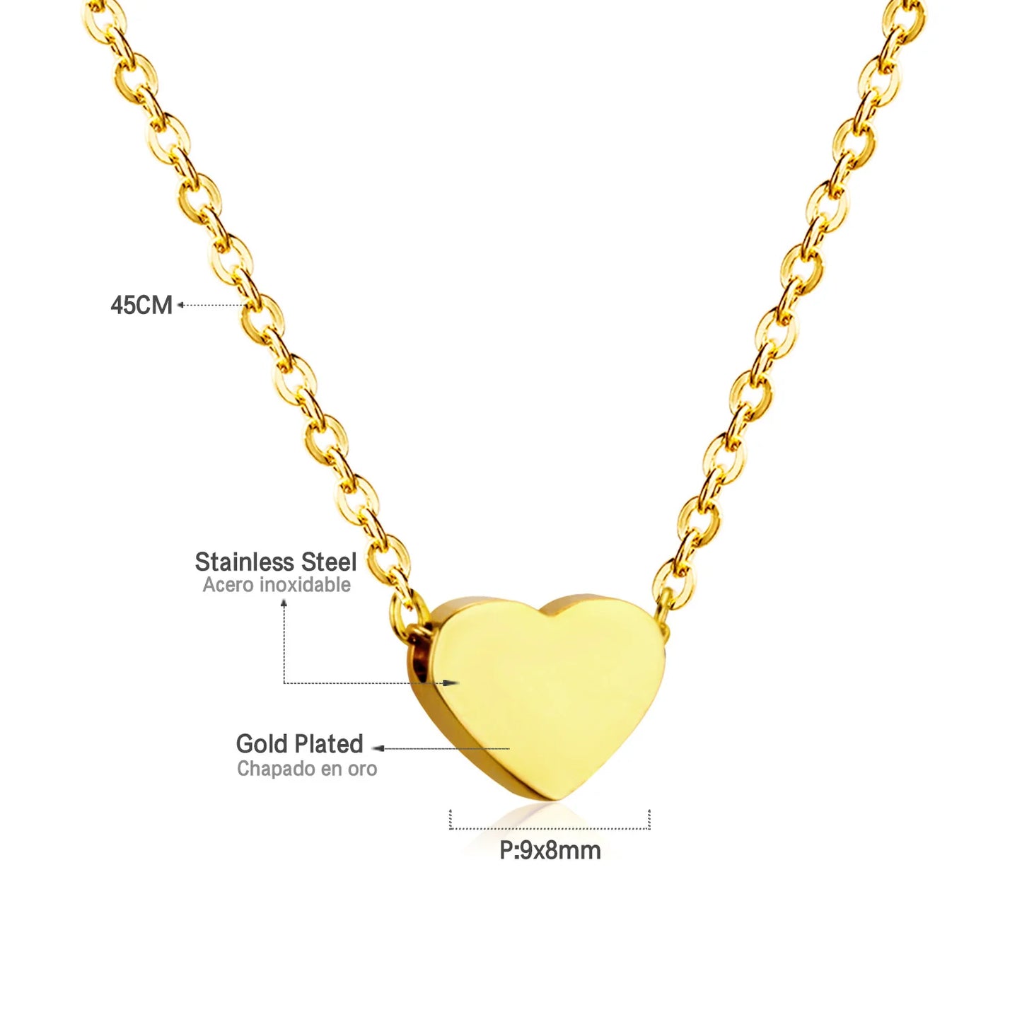 LUXUSTEEL New Stainless Steel Heart Pendant Necklace for Women Girls Temperament CZ Crystal Charm Choker Fashion Jewelry Gifts
