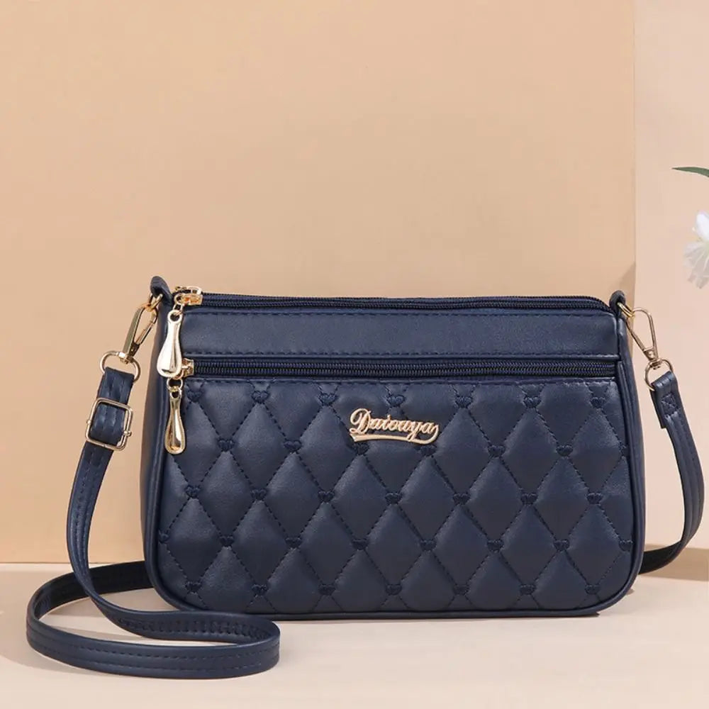 Fashion PU Leather Zipper New Fashion Shoulder Bag Crossbody Bags Women Embroidery Thread Small Purse and Handbags Ladies Bag