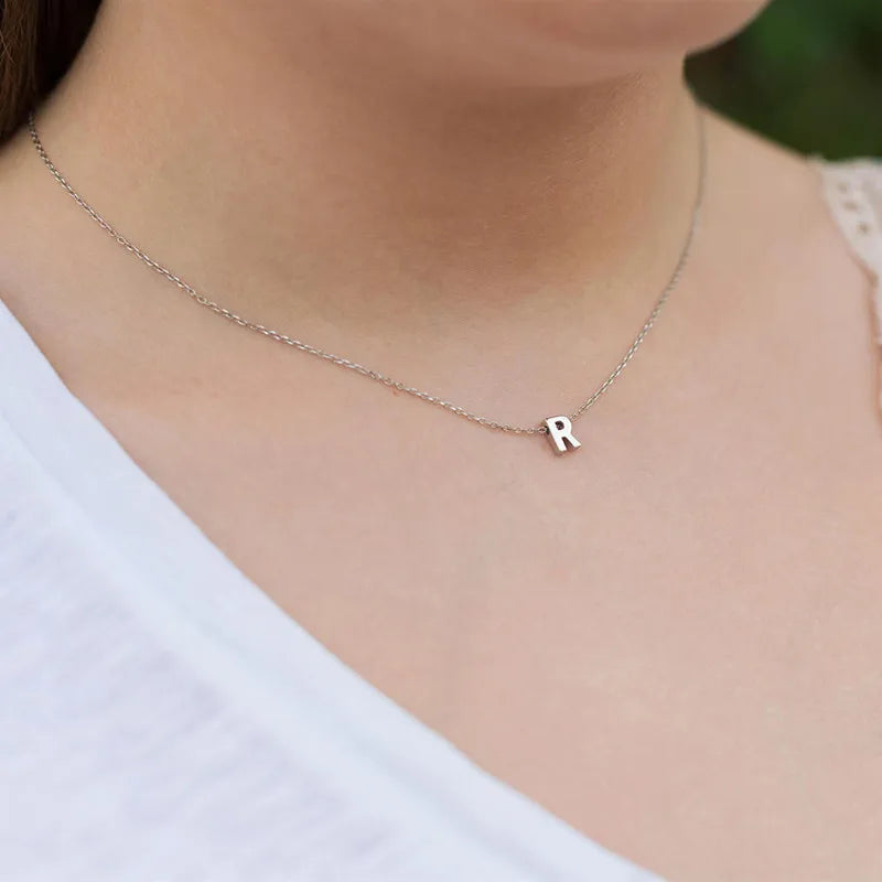 Fashion Tiny Trending Short Necklace Gold Steel Color Letter Name Choker Necklace For Women Pendant Jewelry Gifts