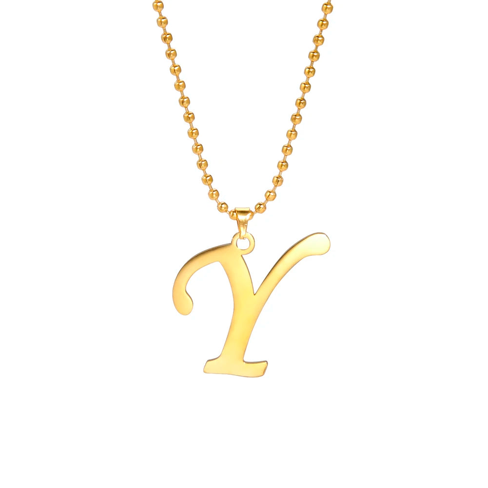 Amaxer Stainless Steel Necklace A To Z 26 Letters Initial Minimalist Necklaces For Women Big Alphabet Pendant Gifts Jewelry
