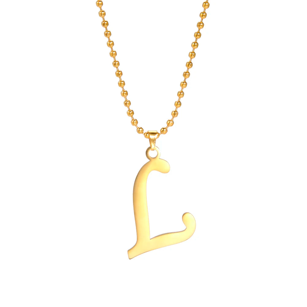 Amaxer Stainless Steel Necklace A To Z 26 Letters Initial Minimalist Necklaces For Women Big Alphabet Pendant Gifts Jewelry