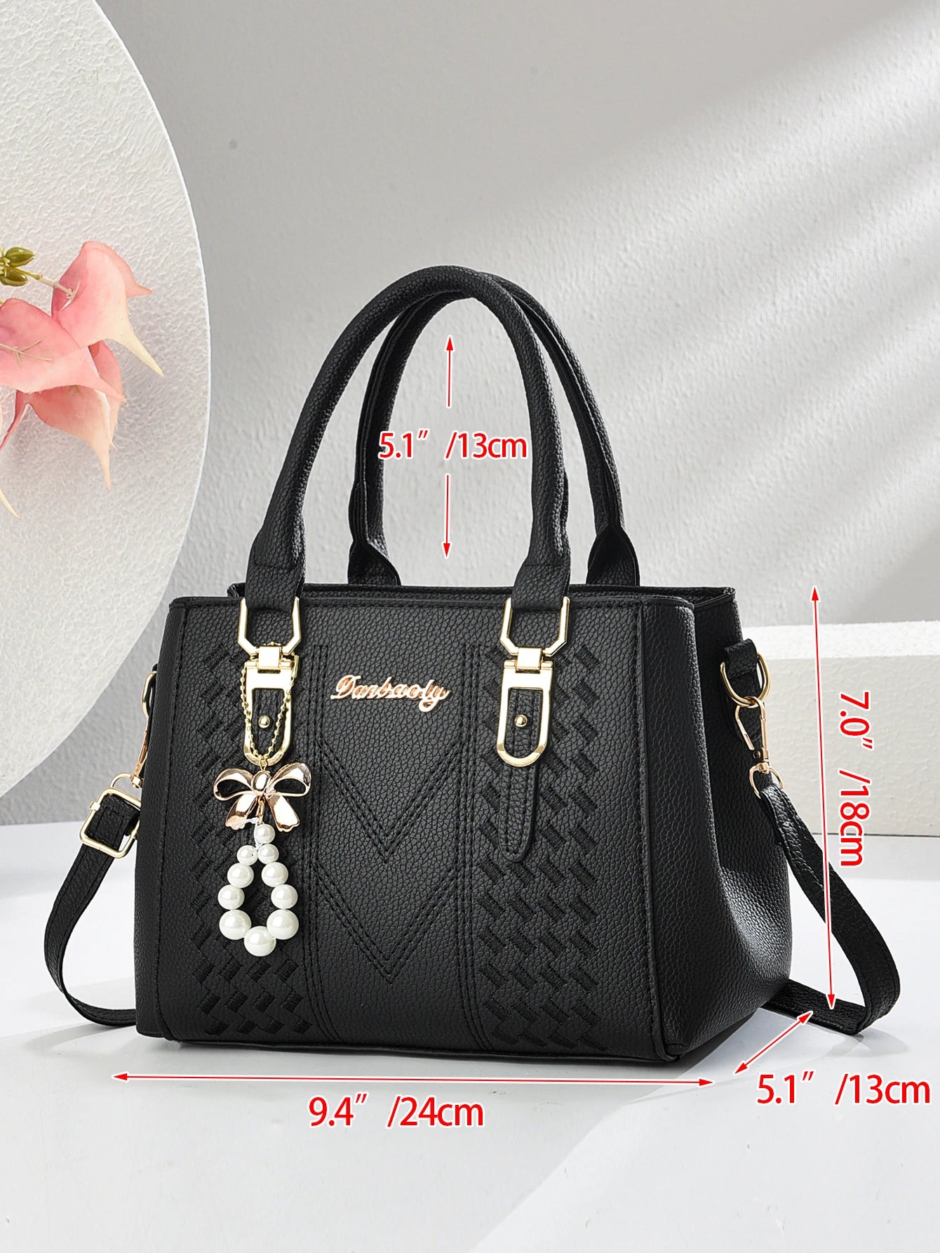 1 fashionable embroidered thread handbag, simple and versatile large capacity bag, suitable for various occasions