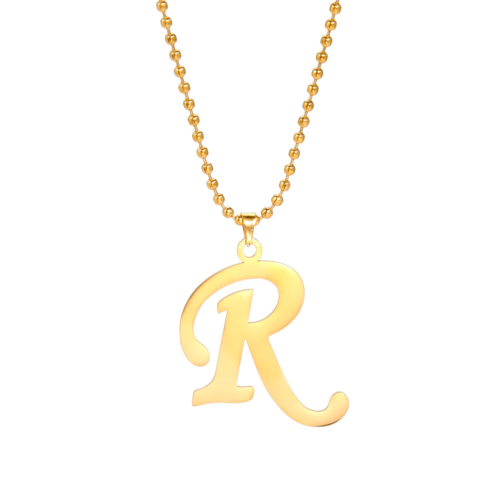 Amaxer Stainless Steel Necklace A To Z 26 Letters Initial Minimalist Necklaces For Women Big Alphabet Pendant Gifts Jewelry
