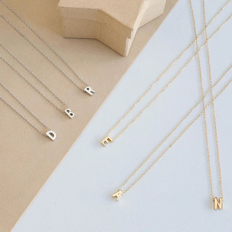 Fashion Tiny Trending Short Necklace Gold Steel Color Letter Name Choker Necklace For Women Pendant Jewelry Gifts