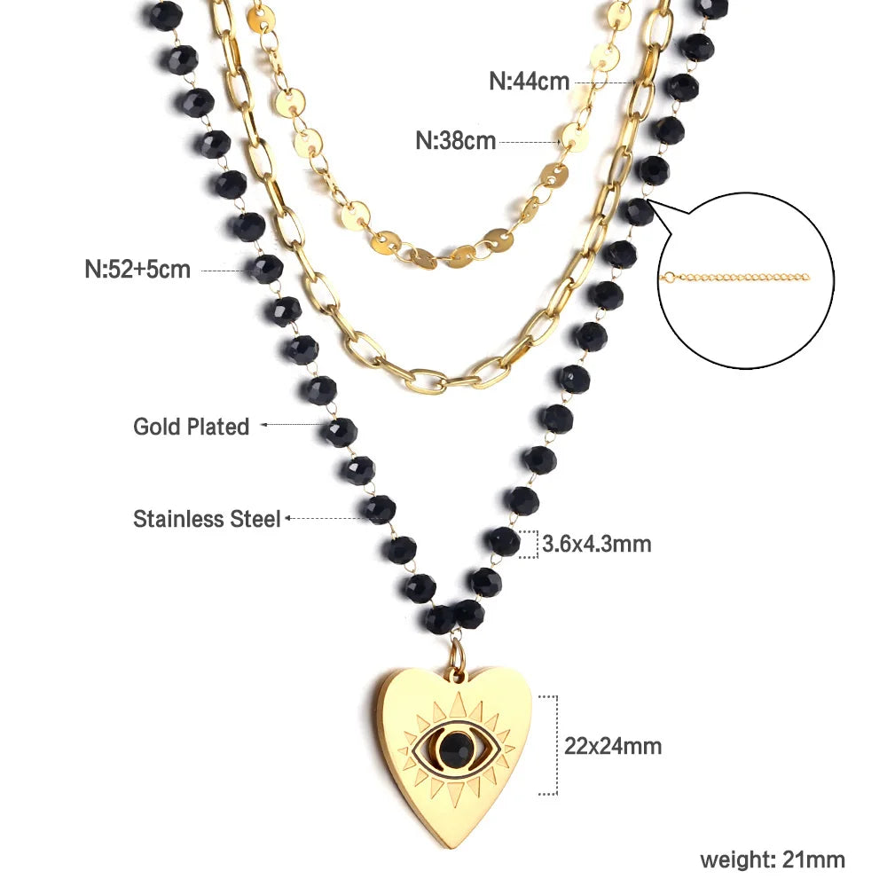LUXUSTEEL New Stainless Steel Heart Pendant Necklace for Women Girls Temperament CZ Crystal Charm Choker Fashion Jewelry Gifts