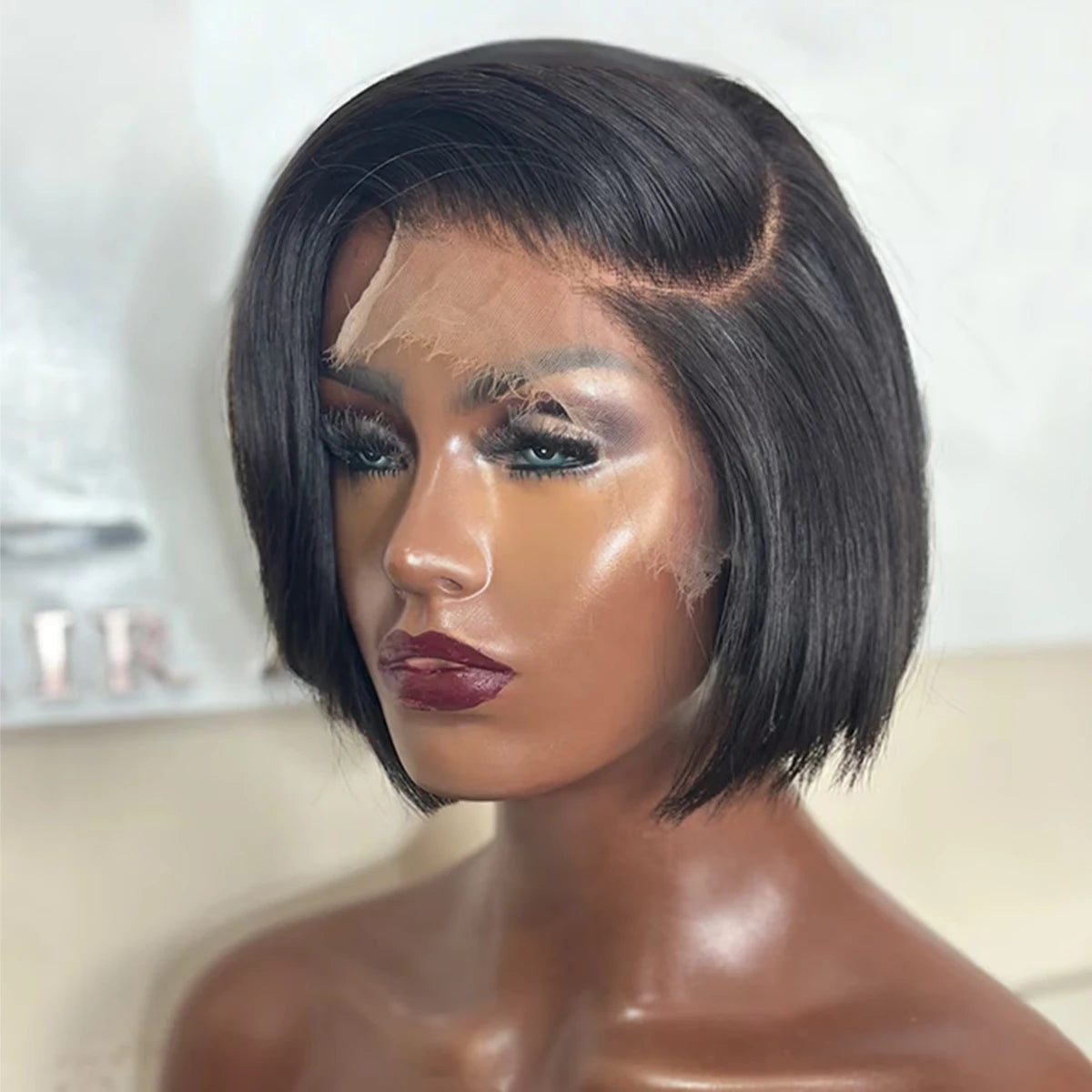 Straight Short Bob Wigs Human Hair 13x4 HD Lace Frontal Human Hair Wigs Glueless Bob wig 4x4 Lace Closure Wigs For Women 180%