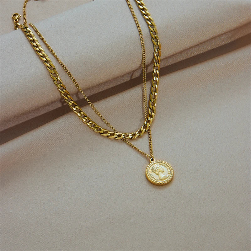 DIEYURO 316L Stainless Steel Gold Color Heart Pearl Pendant Necklace For Women Punk Street Rustproof Neck Jewelry Party Gift
