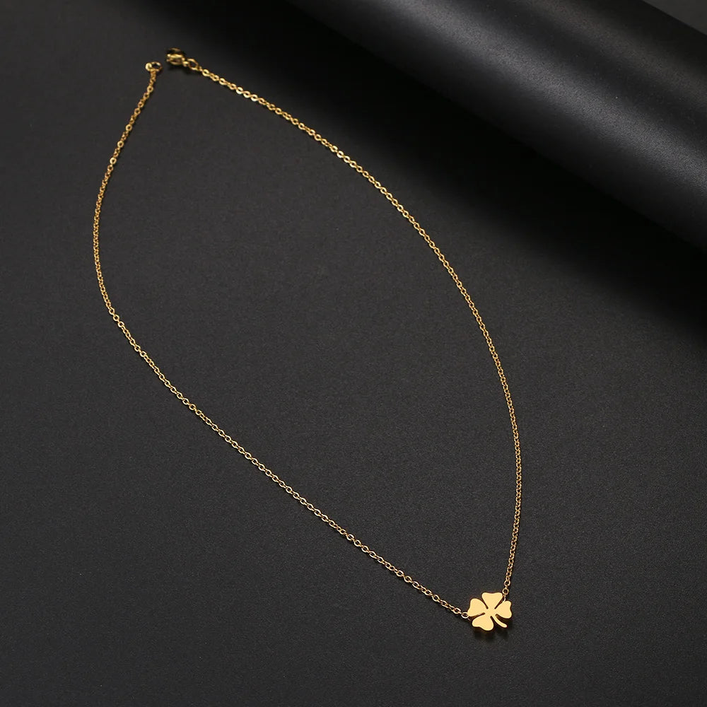 Stainless Steel Necklaces Four Leaf Clover Fashion Classic Style Men Chain Necklace For Women Jewelry Collar Pendant Gifts NEW