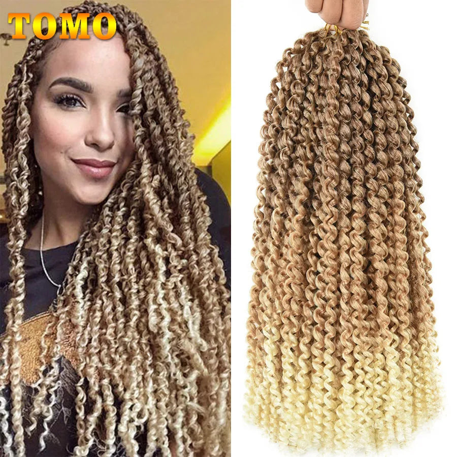 Cabelo 14 18 22 Polegada 22 Raízes ombre onda de água crochê cabelo longo boêmio trança sintética extensões de cabelo