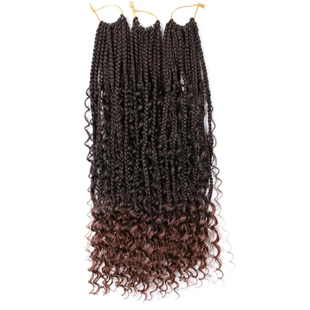 Crochet Box Braids With Curly Ends Ombre Brown Box Braid Crochet Hair Extension Messy Box Braids Synthetic Hair