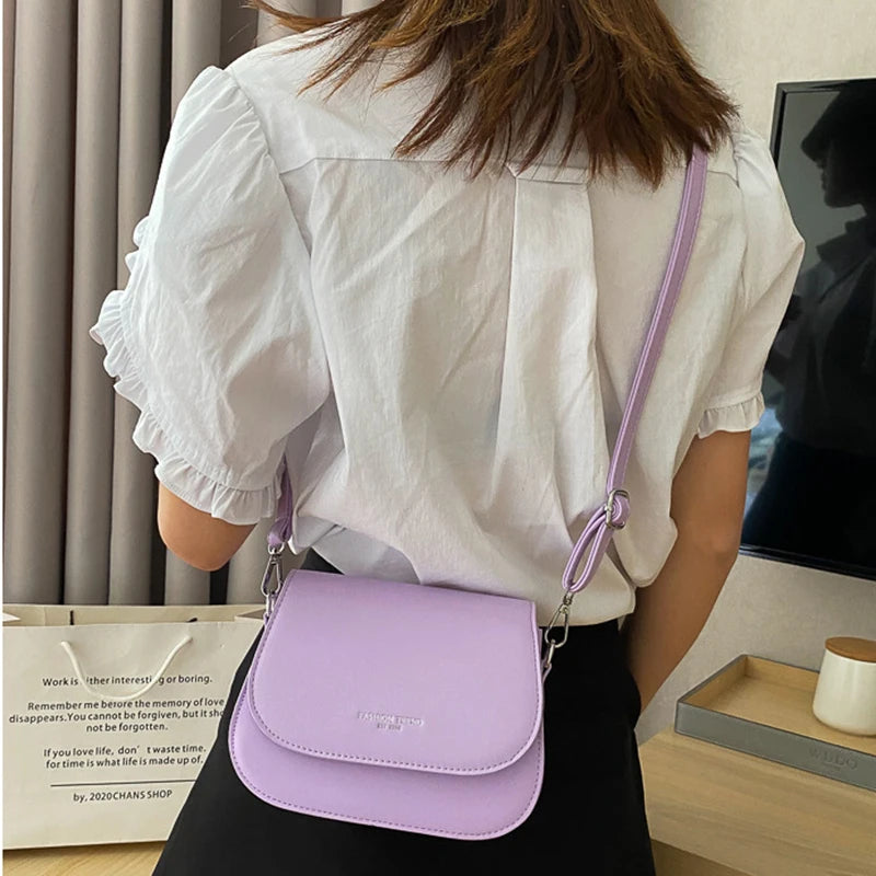 Yogodlns Trendy Saddle Shoulder Bag Women PU Leather Crossbody Bag Simple Solid Color Flap Messenger Bag Designer Handbags Pouch