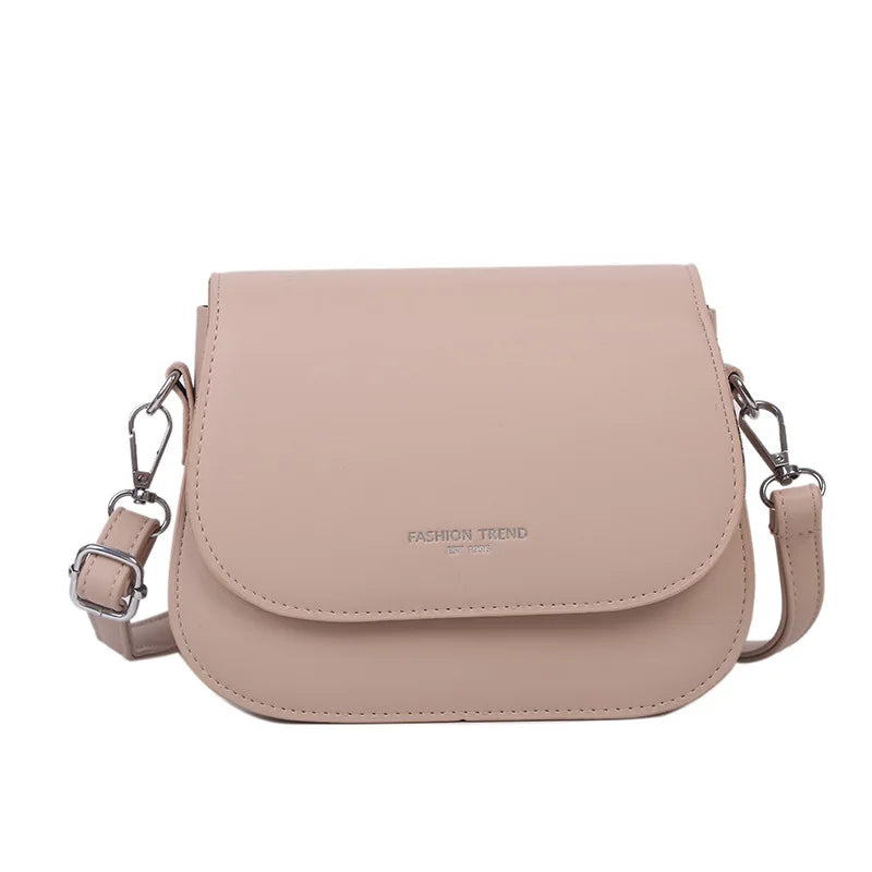 Yogodlns Trendy Saddle Shoulder Bag Women PU Leather Crossbody Bag Simple Solid Color Flap Messenger Bag Designer Handbags Pouch