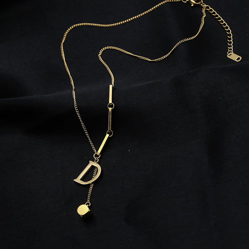 Fashion Letter Good Luck Butterfly Titanium Steel Choker Necklace For Woman Gothic Jewelry Hip Hop Party Sexy Clavicle Chain